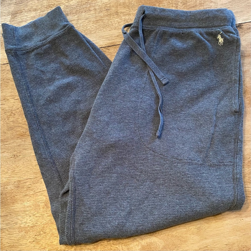 Polo by Ralph Lauren Youth Size Large Dark Gray 100% Cotton Waffle Weave Joggers